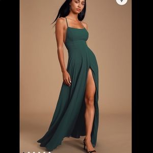 Dreamy Romance Forest Green Backless Maxi Dress